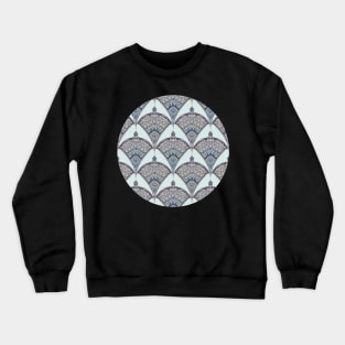 Deco Doodle in Aqua, Cream & Navy Blue Crewneck Sweatshirt